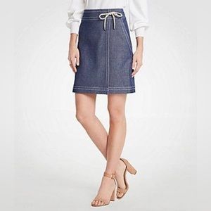 Ann Taylor PETITE Chambray Faux Wrap A-line Skirt Size 6P